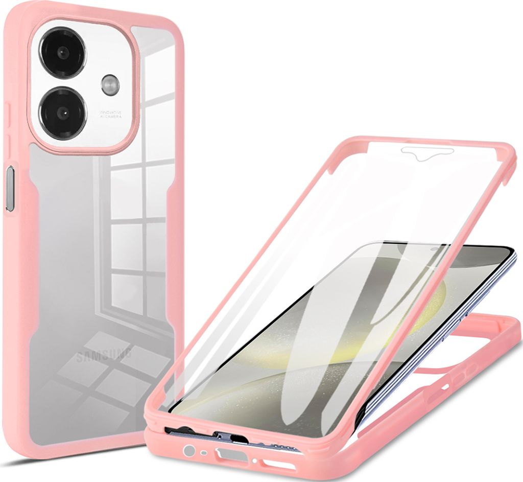 Schutzhülle für Oppo A3X / A3 5G/4G, Eingebautem Displayschutz 360 Grad Komplettschutz Handyhülle Pink