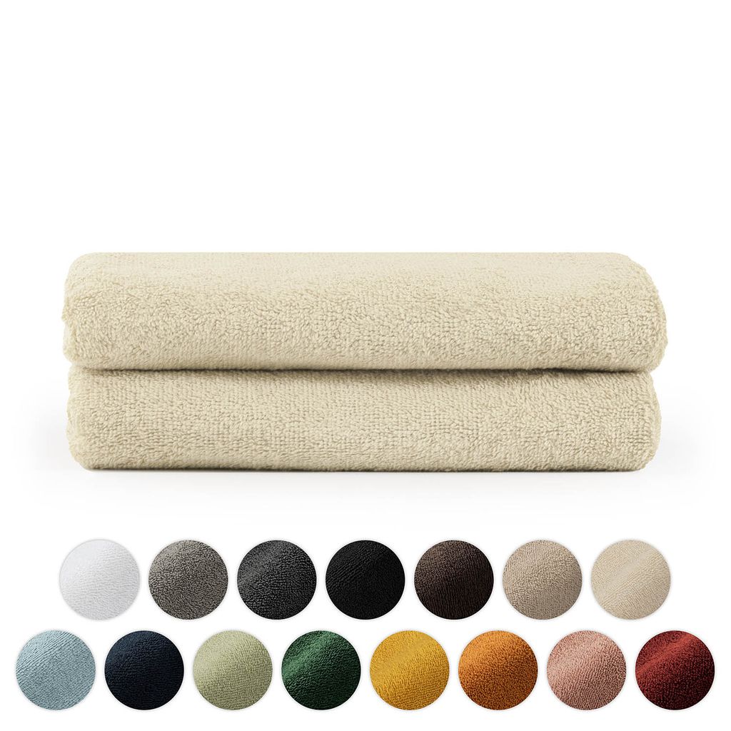 Blumtal Premium Frottier Handtücher Set mit Aufhängschlaufen - Baumwolle , weich, saugstark - 2X Handtuch (50x100 cm), Sand (Beige)