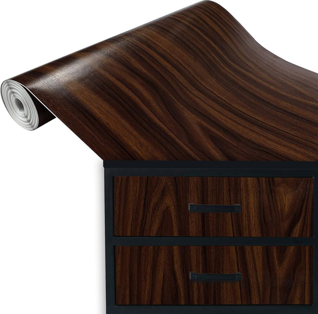 Klebefolie Möbel 45x100 cm - Dunkle Walnuss - Möbelfolie selbstklebend in Holzoptik - Folie für Möbel zur Renovierung von Türen, Schränken un...