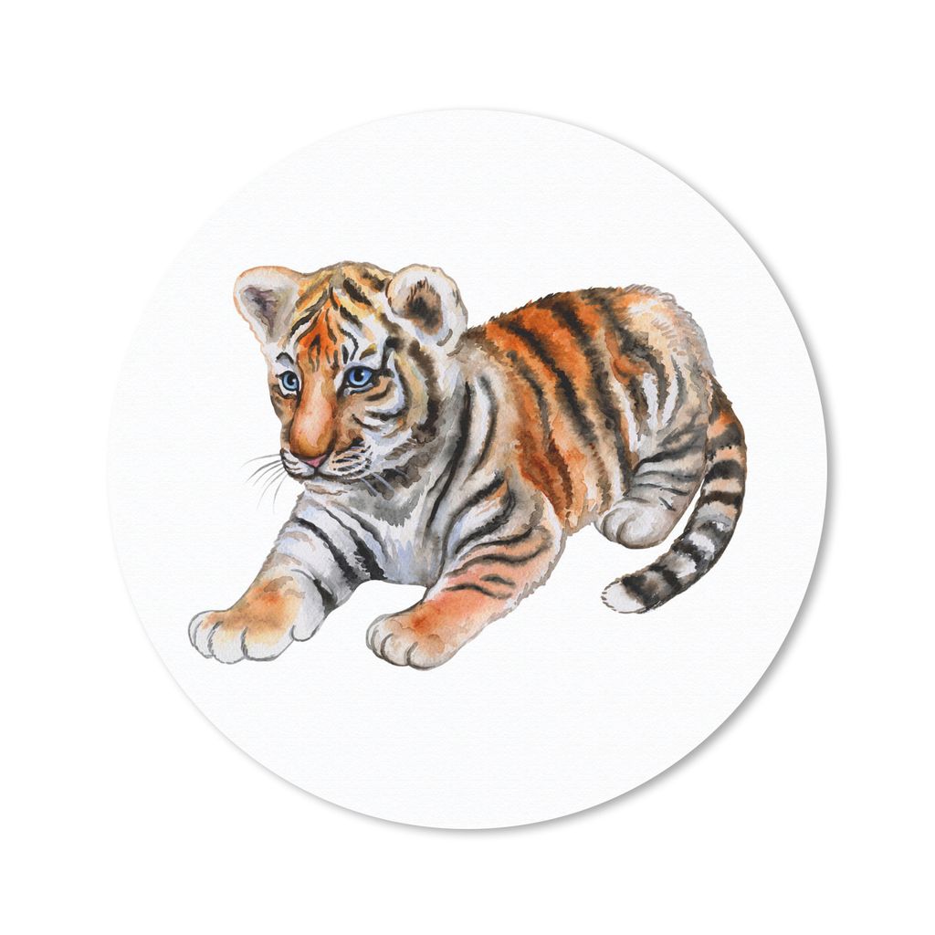 MuchoWow Mauspad Mousepad Tiger - Baby - Orange 30x30 cm - Mousepads - Maus Mat - Pad - Mausunterlage - Tischunterlage - Schreibtischmatten