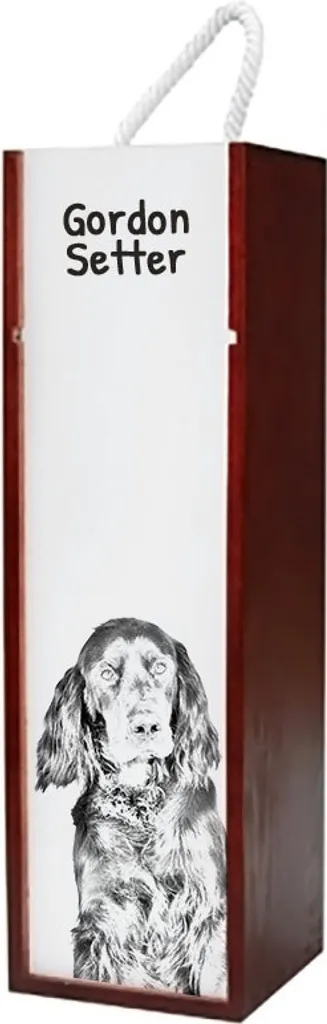 Idea Regalo Gordon Setter: Scatola Vino in Legno Art-Dog 100% Top