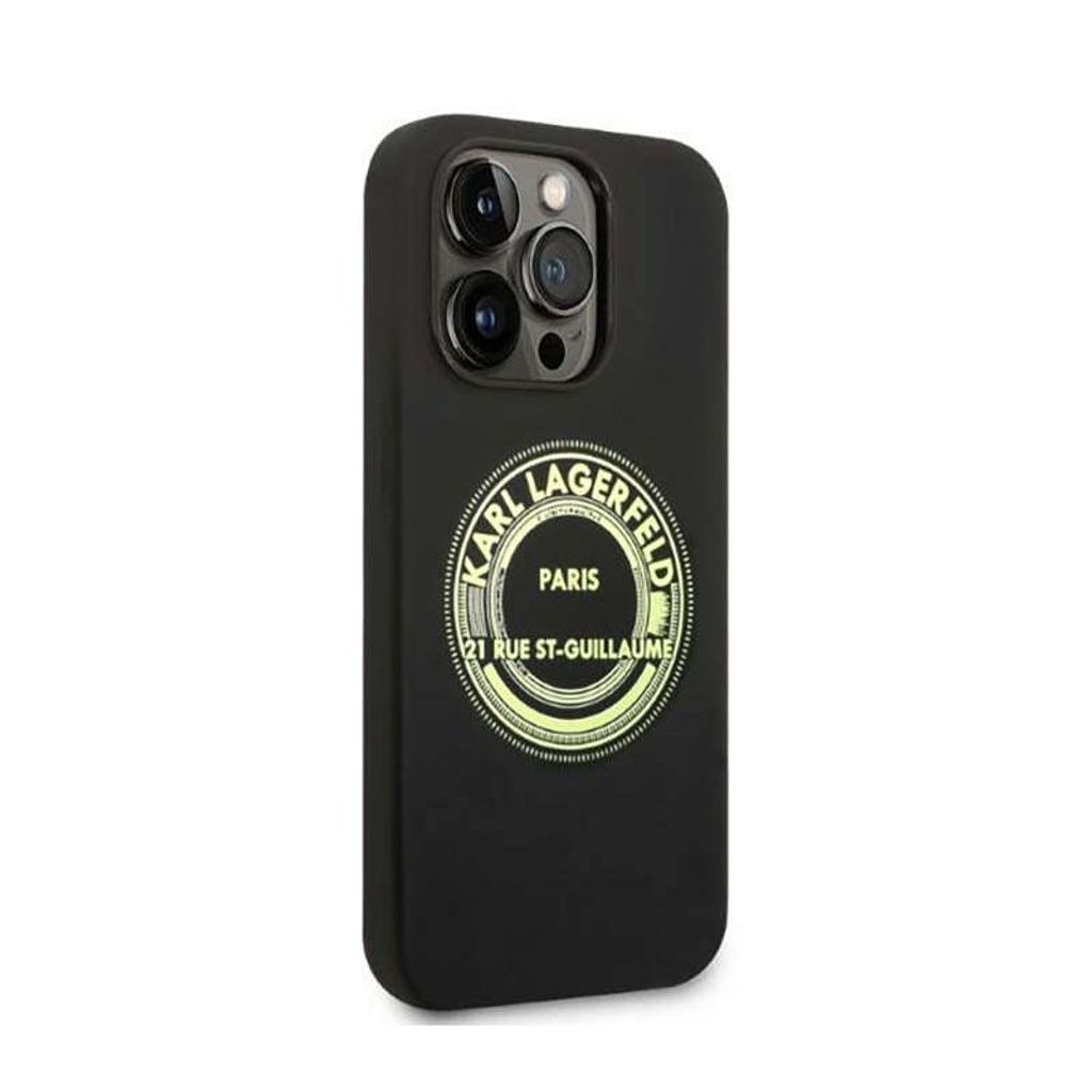 Karl Lagerfeld Soft Cover Silicone RSG Black, für Apple iPhone 14 Pro, KLHCP14LSRSGRCK