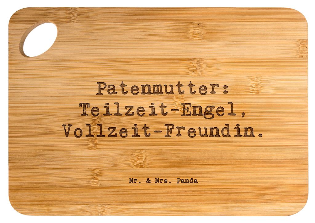 Mr. & Mrs. Panda Holzbrett Spruch Patenmutter Engel - Transparent - Geschenk, Geschenke für Paten, Küchenbrett, Lächeln, persönliche Erinnerung...
