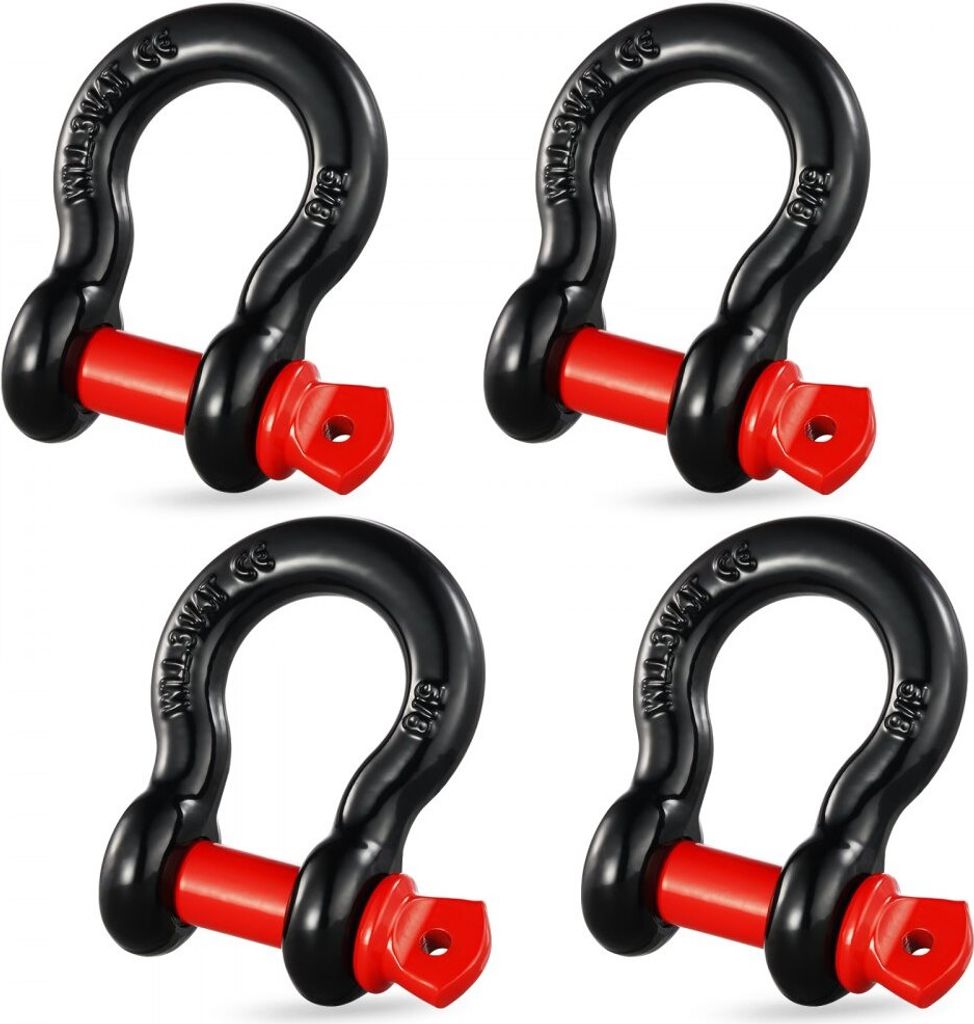 4er-Pack D-Ring-Schäkel 5/8 Zoll mit 3/4 Zoll Schraubstift - 28660 lbs Bruchfestigkeit - Hochbelastbare Schäkel für schwere Anwendungen