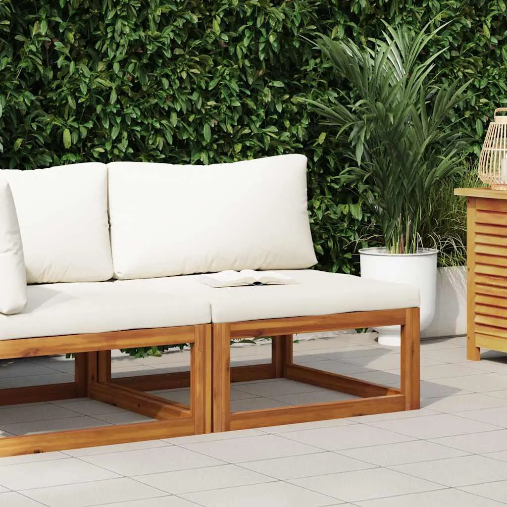 Divano Centrale Modulare Legno Acacia e Cuscini Crema | Arredo Esterno - 1