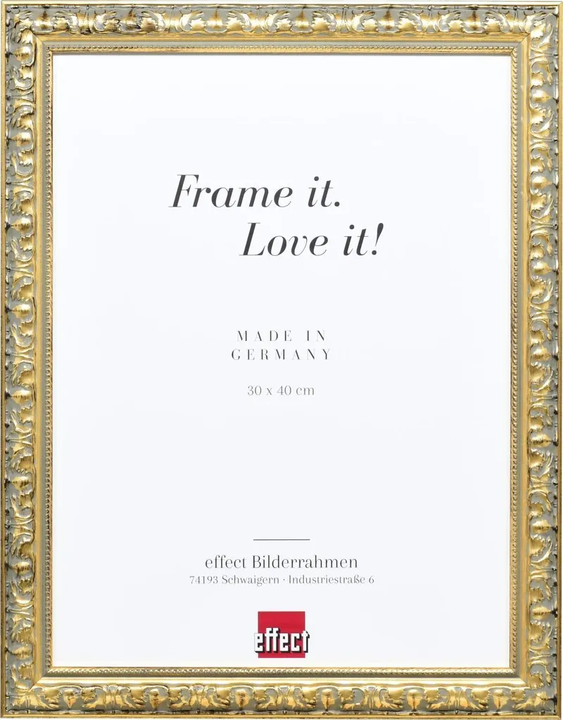 Effetto cornice in legno profilo 94 oro 13x13 cm vetro antiriflesso