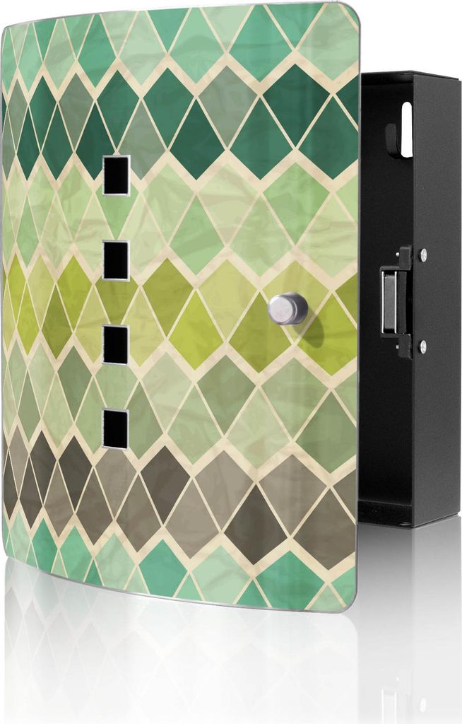 banjado Design Schlüsselkasten aus Edelstahl für 10 Schlüssel, Schlüsselschrank 24 x 21,5 x 7cm groß mit Magnetverschluss, Vier Farben Grün [...