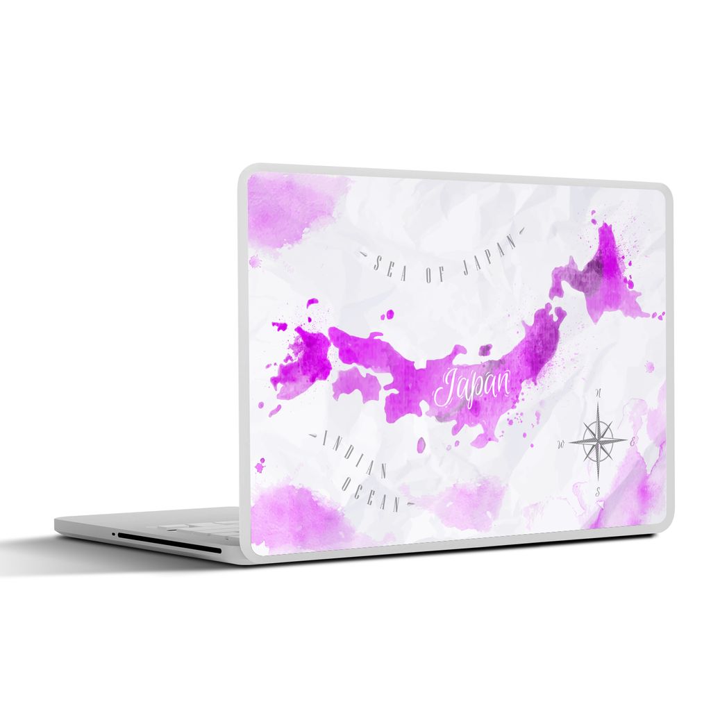 MuchoWow Laptop Aufkleber Sticker Cover Karten - Japan - Ölfarbe 30x22 cm - Laptop-Sticker