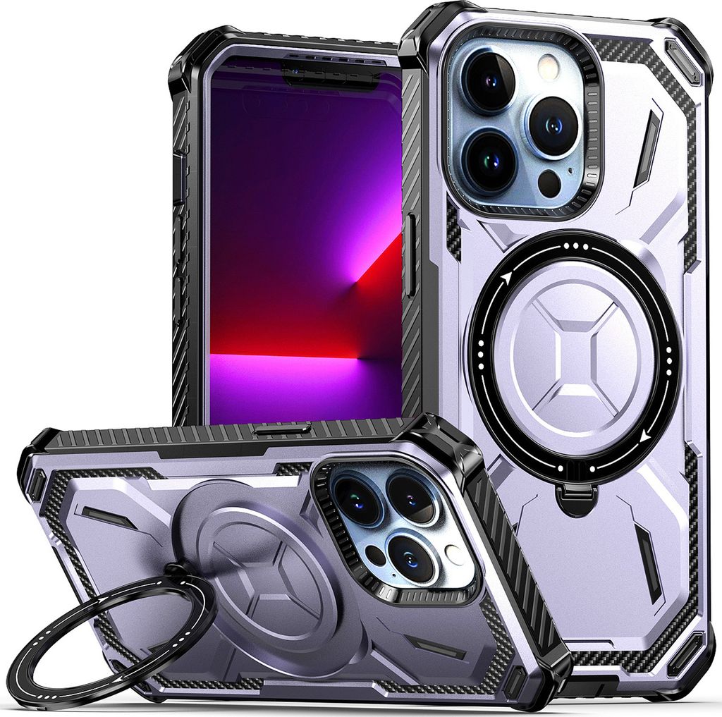 Schutzhülle für iPhone 12 / iPhone 12 Pro Magnetisches Kickstand Hülle, Kompatibel mit Magsafe Ladegerät Lila