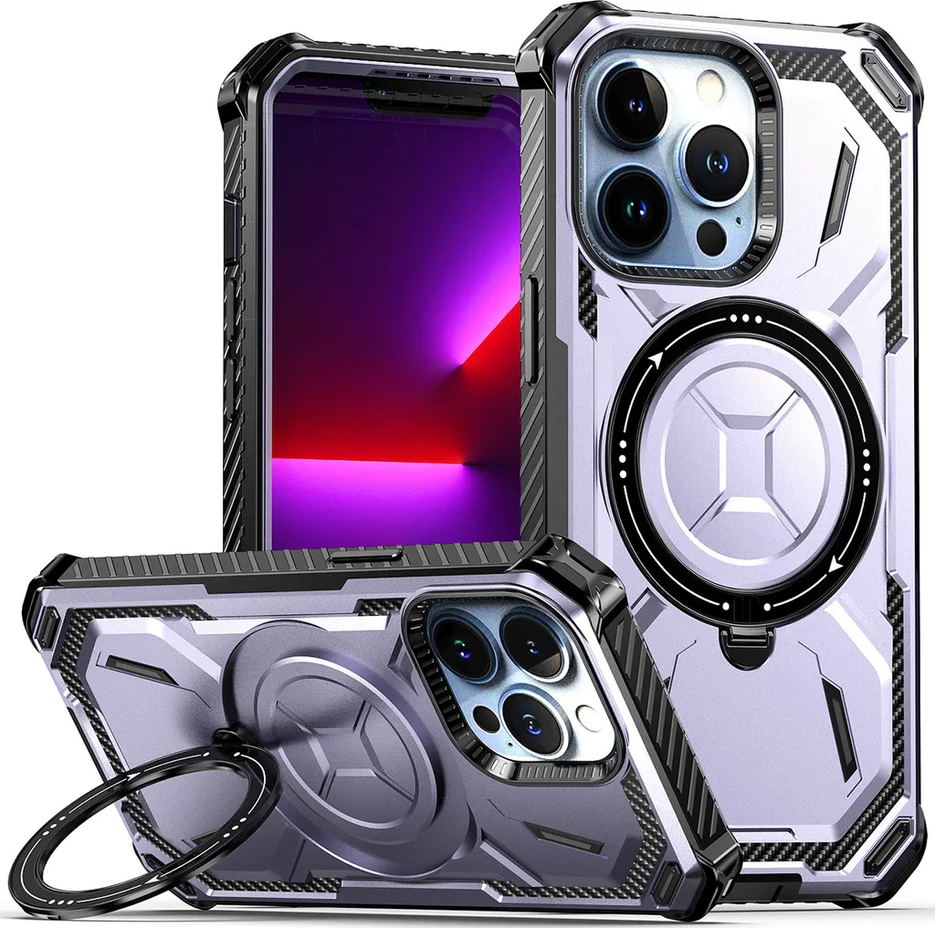 Cover Antiurto iPhone 13 Pro Viola Magnetica Stand MagSafe