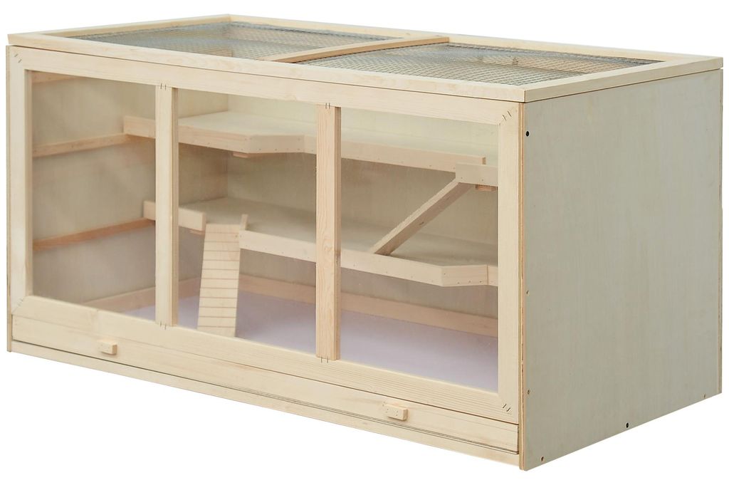PawHut Hamsterkäfig Nagerkäfig Kleintierstall aus Holz Produktbild 