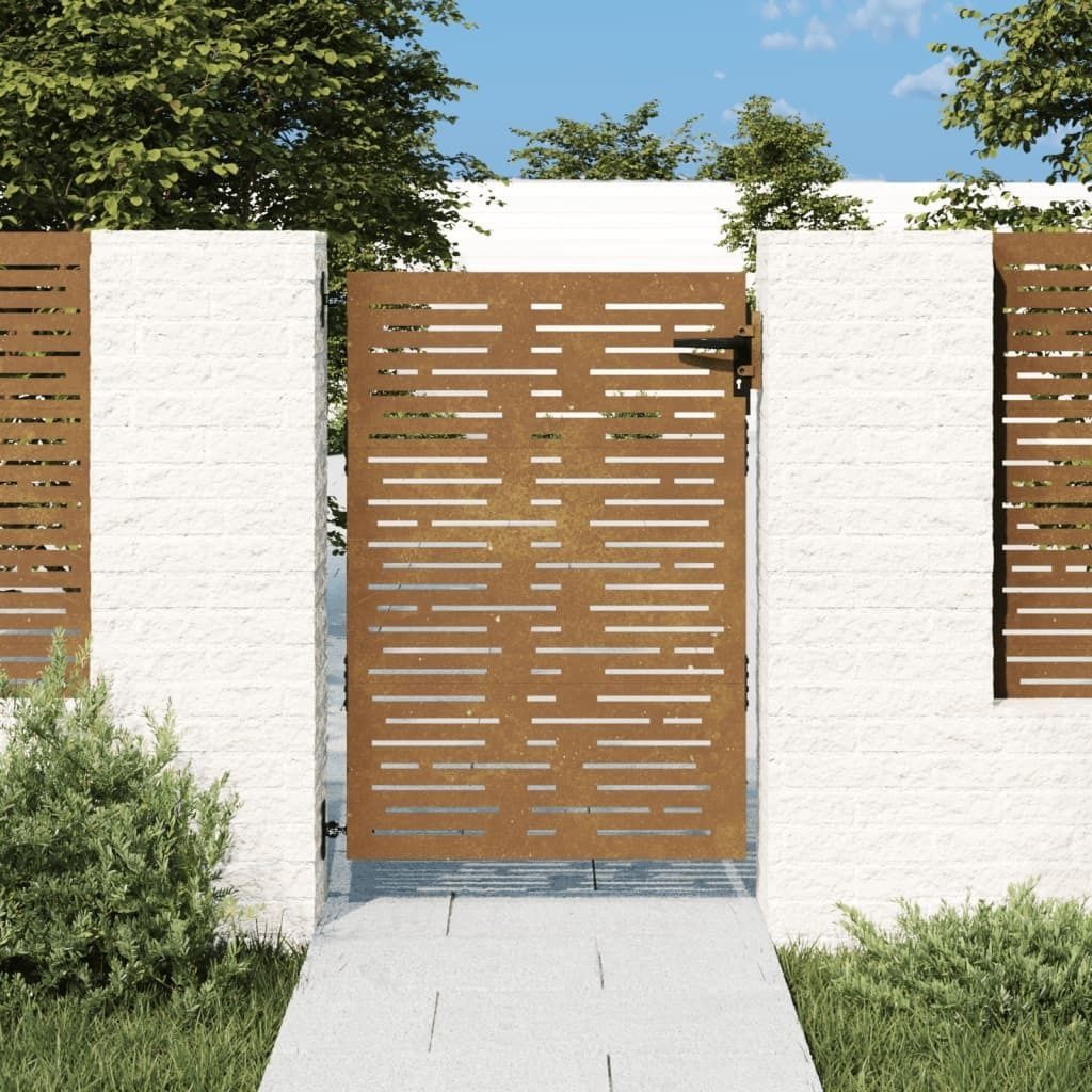 The Living Store Gartentor 85x150 cm Cortenstahl Quadratisches Design