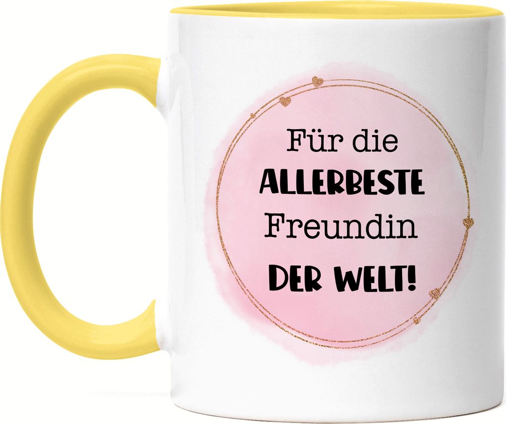 Für die allerbeste Freundin der Welt Tasse Gelb Geschenkidee Geburtstag Weihnachten BFF