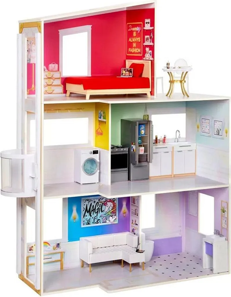 Maison Rainbow High Townhouse avec ascenseur et douche fonctionnelle en bois
