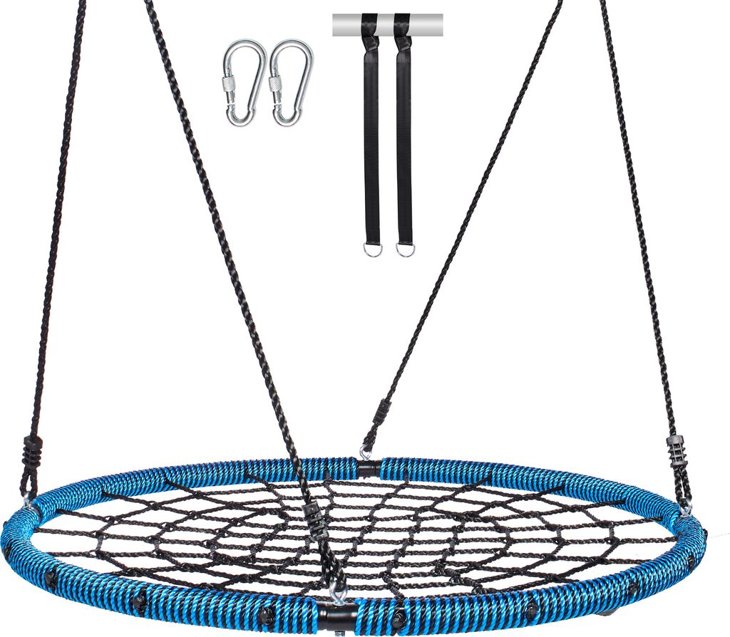 SucceBuy Spider Web Saucer Swing, 40 Zoll große runde Schaukel für Kinder im Freien, 750 Pfund Tragkraft, stabiler Sitz aus gewebtem Seil mit Rie...