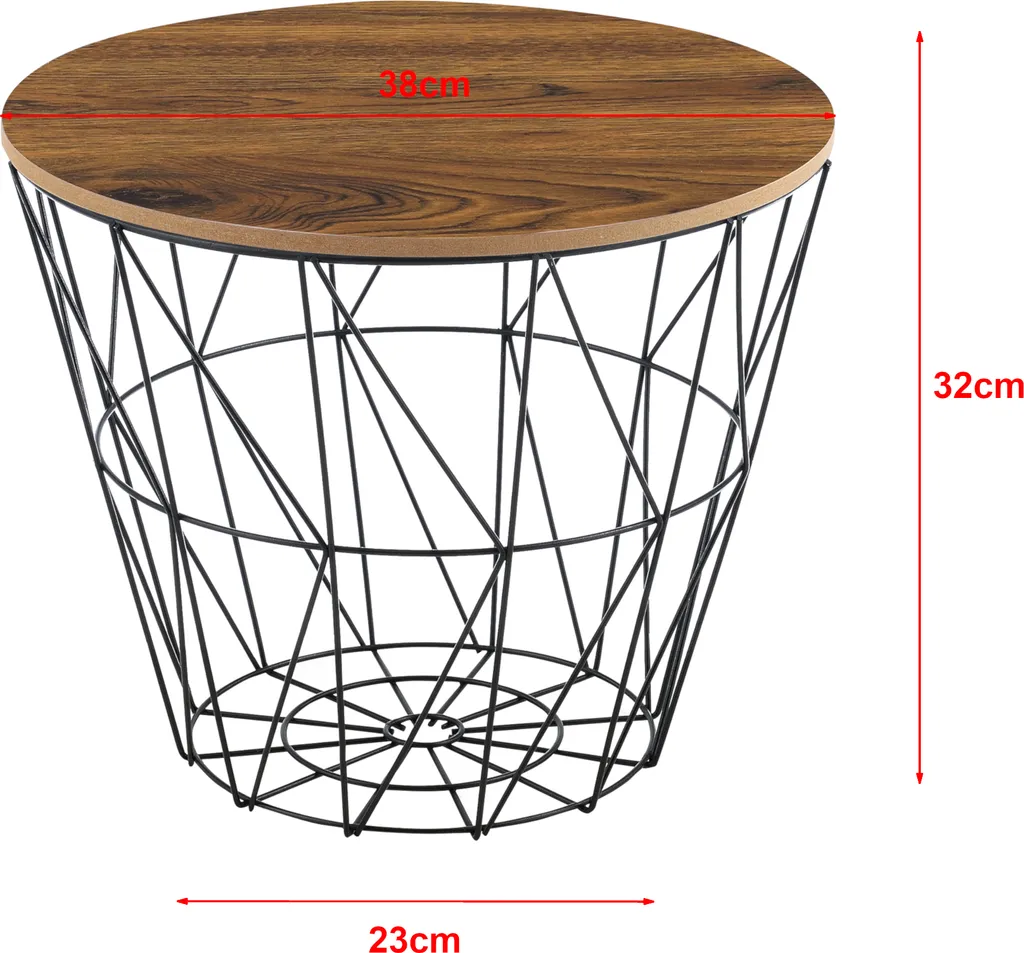 Set de 2 tables de salon décoratives avec paniers de rangement noir