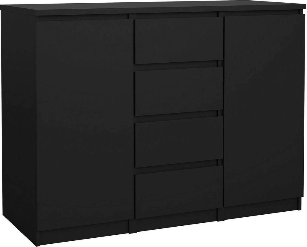 Kommode Angelika, Wohnzimmerbuffet, Wohnzimmer-Sideboard, Moderne Küchen-Speisekammer, 121x50 h91 cm, Schwarz