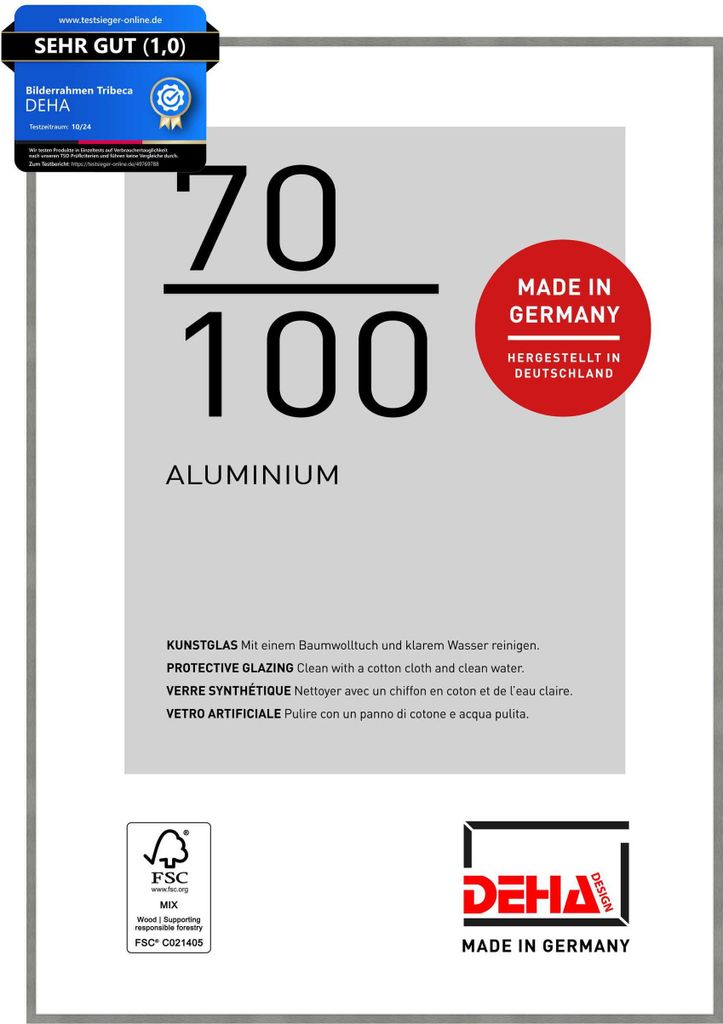 DEHA Design Aluminium Bilderrahmen Tribeca, 70x100 cm, Produktbild 