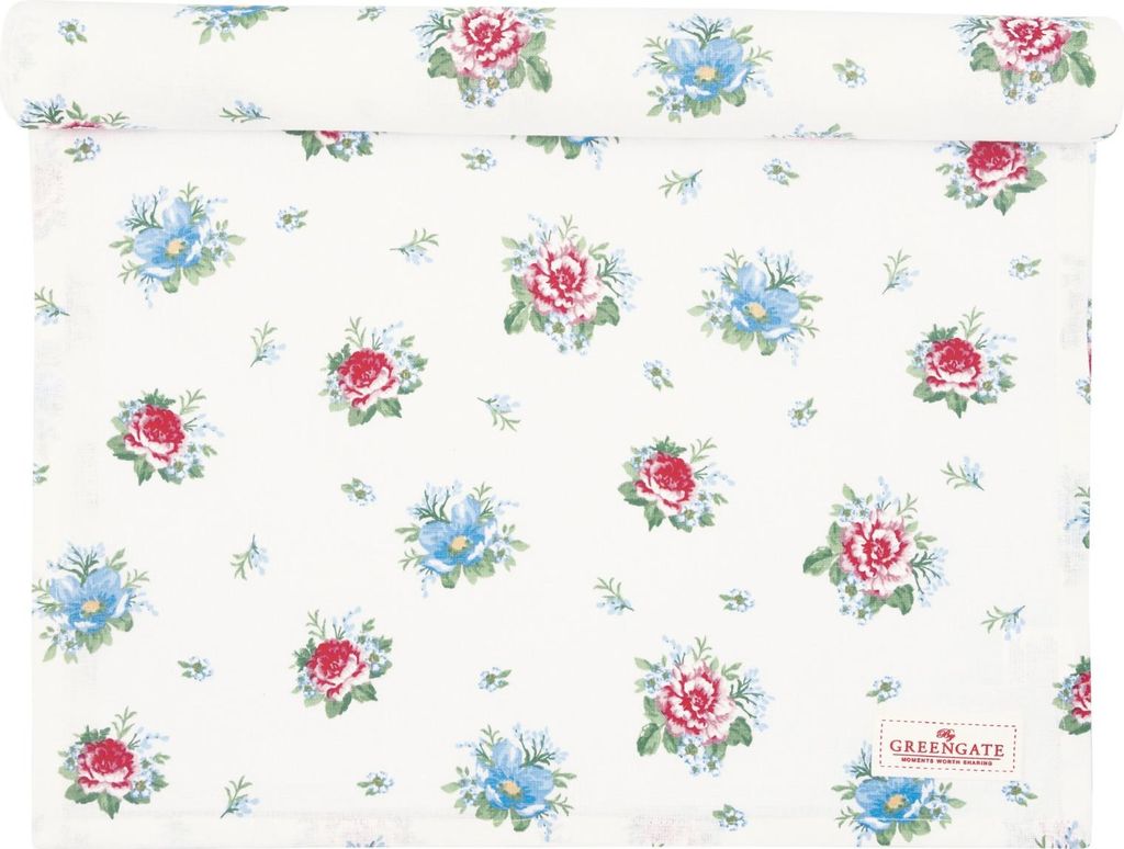 Greengate Tischläufer ALIVIA Weiß mit Blumen Baumwolle Produktbild 