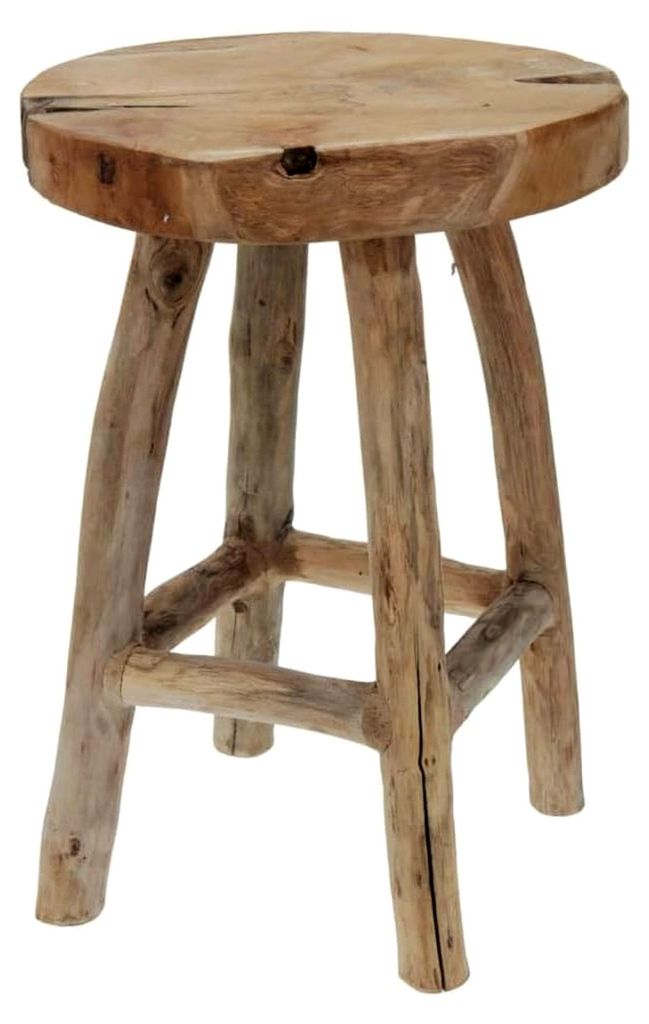 Teakholz Hocker 42 cm Sitzhocker Beistelltisch Rund