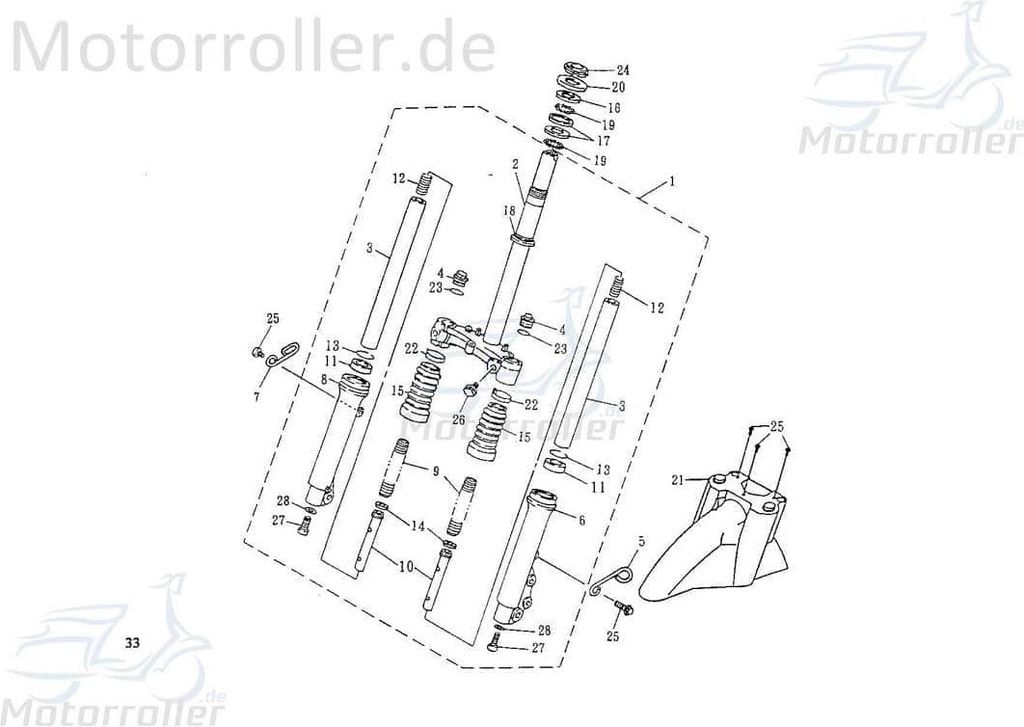 SMC Kontra B 50 Innengabelrohr 50ccm 2Takt 42120-NAF-00 Motorroller.de rechts innen Kontra B 50 50kmh Extra 50 S 50kmh Mokick Ersatzteil Service