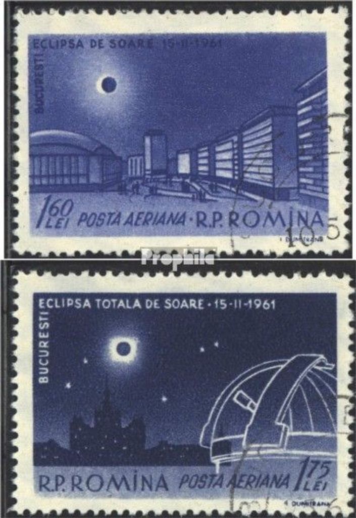 Briefmarken Rumänien 1961 Mi 1991-1992 (kompl.Ausg.) gestempelt Sonnenfinsternis