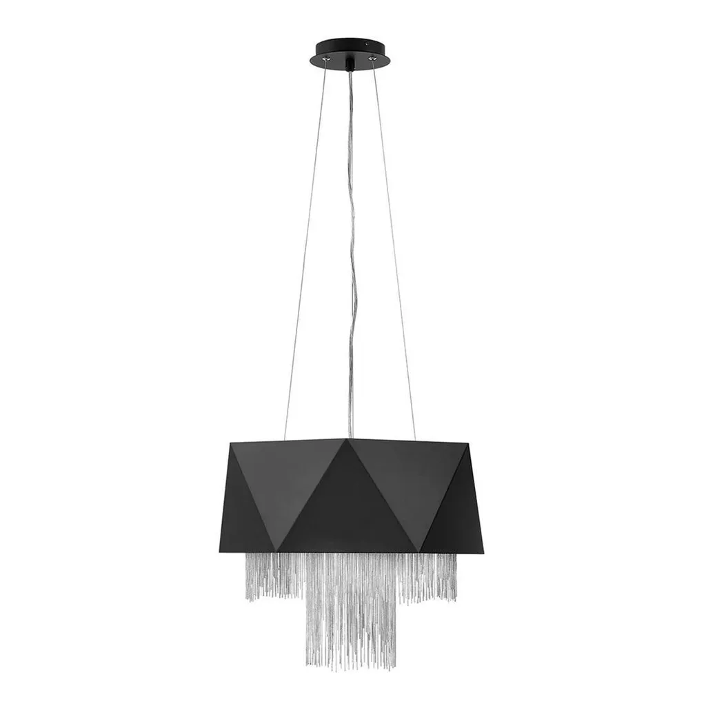 Lustre Zuma Hinkley noir et argent 6 x E27 60W métal 333cm chic