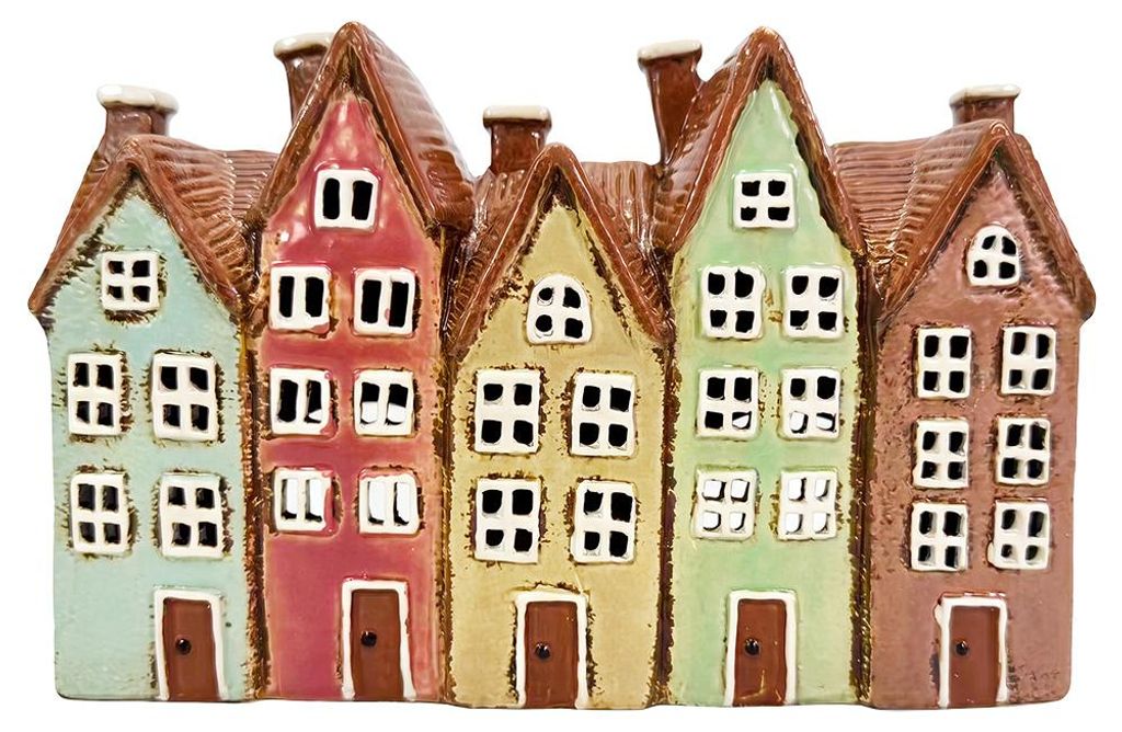 Clayre & Eef Teelichthalter Haus Braun Keramik Produktbild 