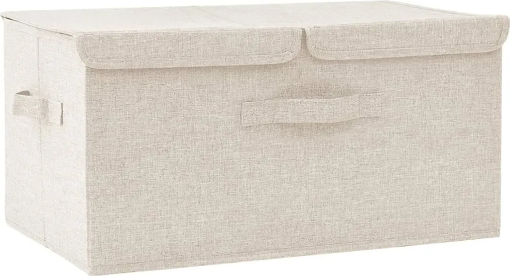 Boîte de rangement pour linge et vêtements crème 50x30x25 cm en tissu