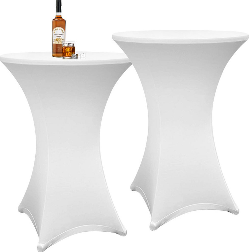 Clanmacy 4x Stehtischhusse Stretch Stehtisch Hussen Ø 80 cm Tisch Husse Bistrotisch Weiß