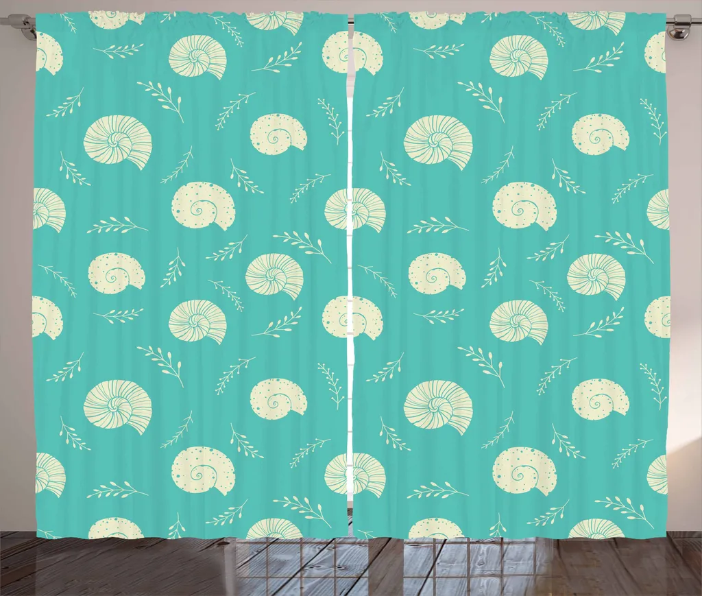 Tende ABAKUHAUS Conchiglie 280x175 cm Soggiorno Mare Blu Avorio