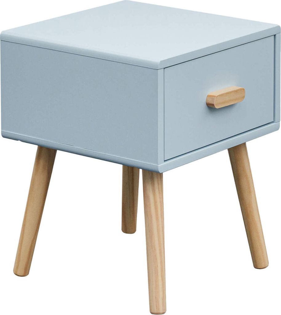 Rebecca Mobili Nachttisch Tazart 44x35x35 MDF Holz Hellblau Braun Skandinavisch