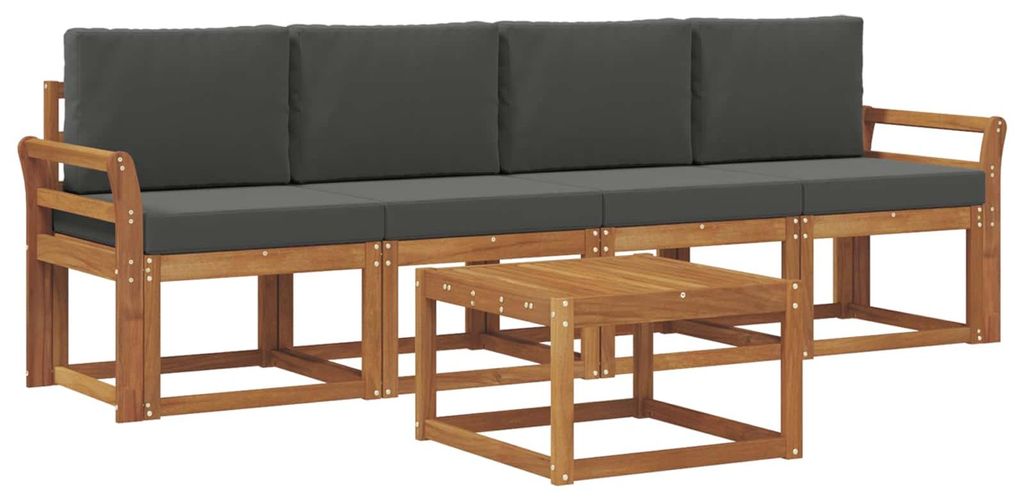 vidaXL Outdoor-Sofagarnitur mit Kissen 5 pcs Natur und Anthrazit
