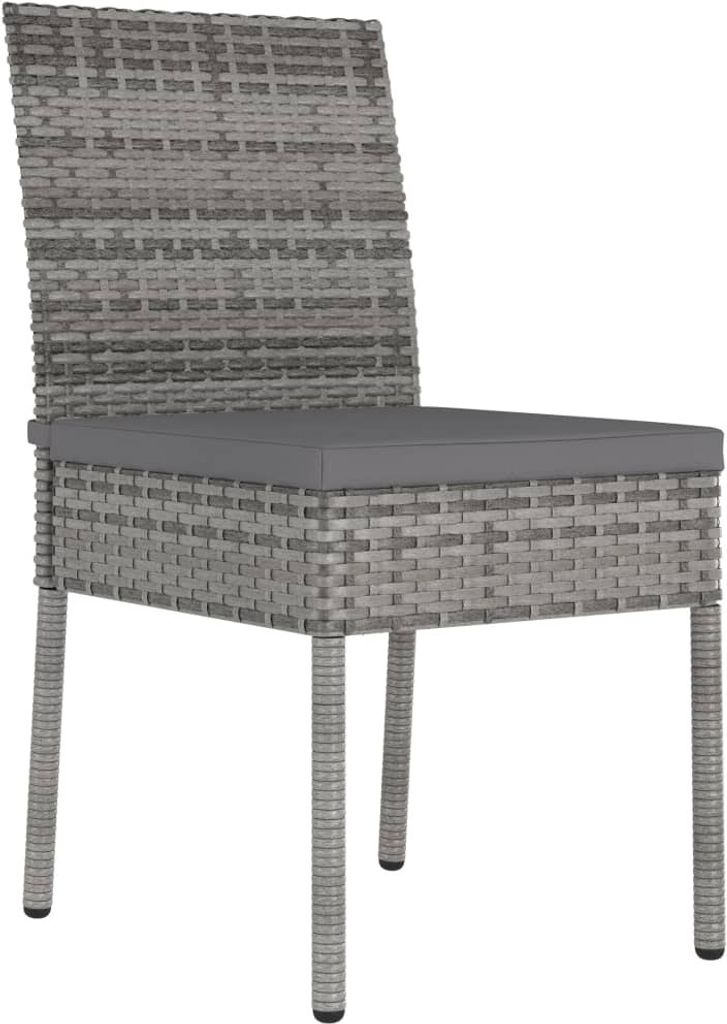 vidaXL Garten-Essstühle 2 Stk. Poly Rattan Grau Produktbild 