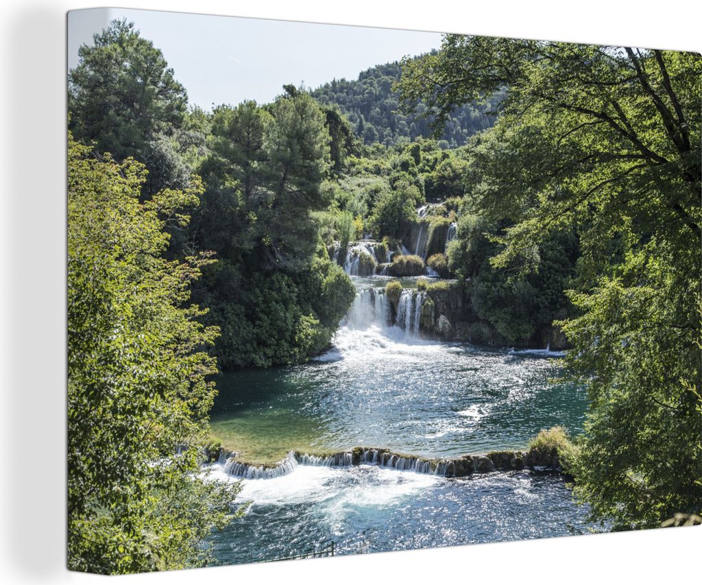 OneMillionCanvasses - Leinwandbilder - 140x90 cm, Wasserfälle im Krka-Nationalpark in Kroatien, Wandbilder Kunstdruck Wanddekoration - Foto auf ...