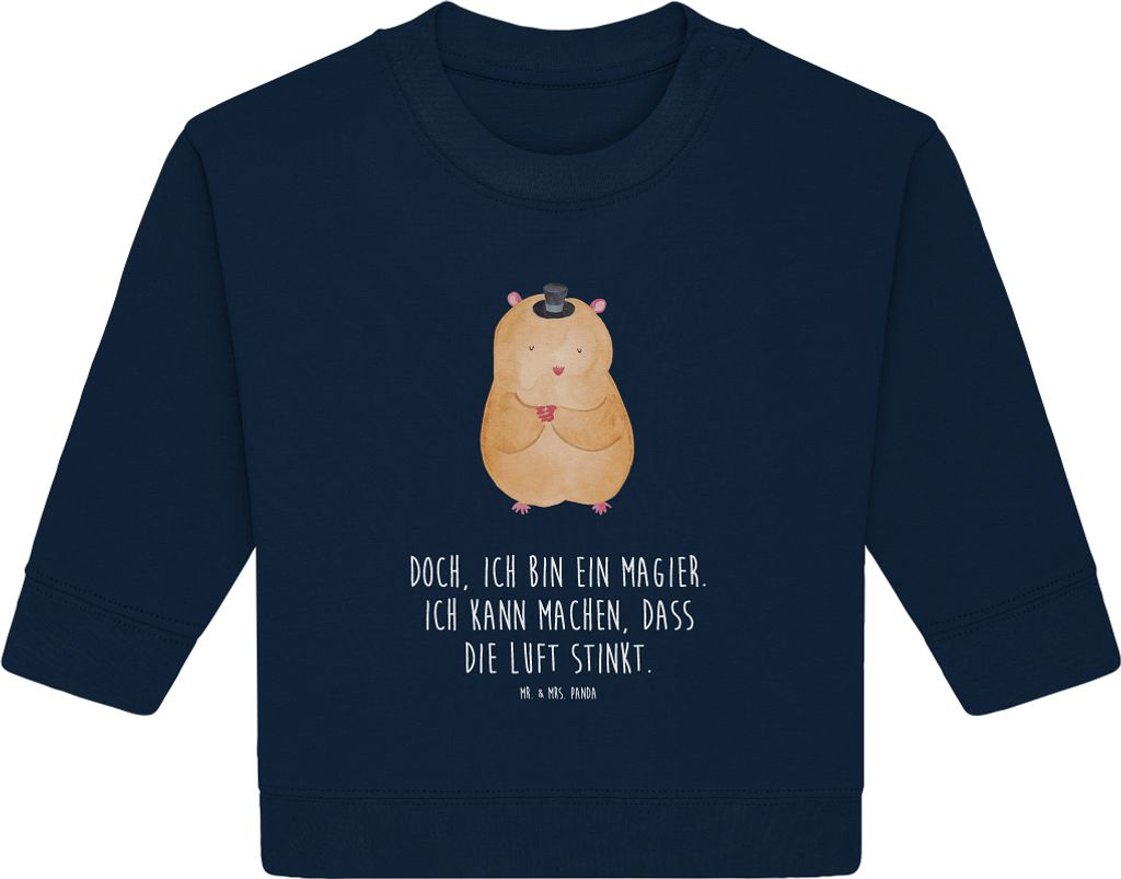 Mr. & Mrs. Panda Organic Baby Pullover Hamster Hut 12. - 18. Monat - French Navy - Geschenk, Zauberer, Magier, Zwerghamster, Bullover, Lustige Spr...