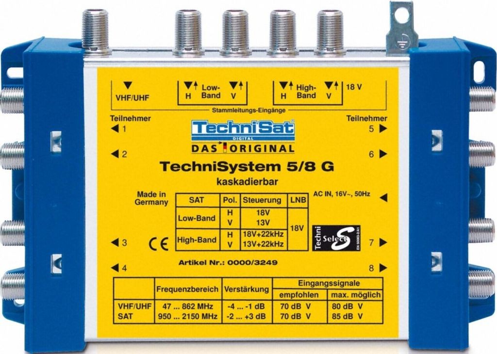 TechniSat TechniSystem 5/8 G2, Modrá, Žlutá, 300 g, 172 x Obrázek produktu 