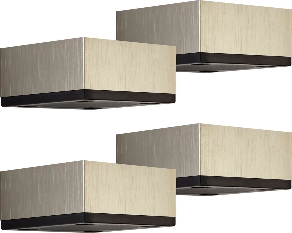 SOTECH 4er Set Möbelfüße MOTEL | Edelstahloptik | 65 x 65 mm | Höhe 30 mm