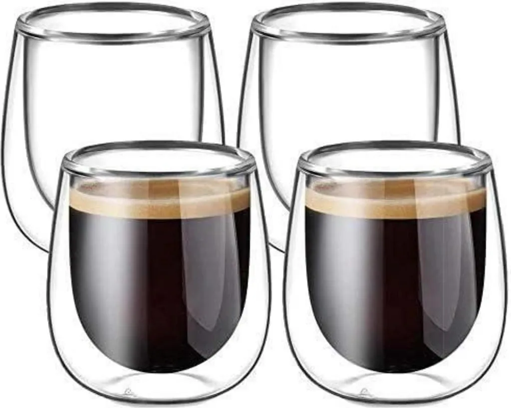 Tazze da caffè espresso a doppia parete in vetro 100ml set di 4 - vetro borosilicato - tazze da caffè bicchieri da tè