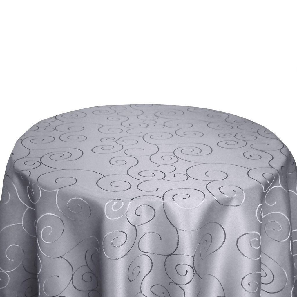 ORNAMENTE Tischdecke RUND 160 HELLGRAU bügelfrei strapazierfähig fleckschutz