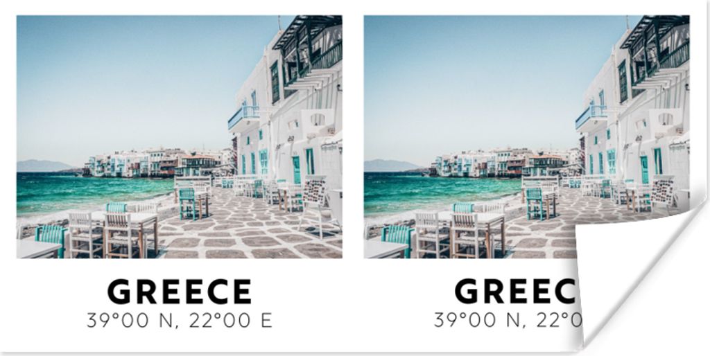 MuchoWow Poster Griechenland - Blau - Meer - Terrasse 160x80 cm - Foto Poster