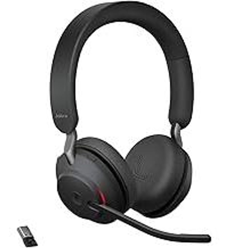 Jabra Evolve2 65 Wireless Headset – Noise Cancelling Microsoft Teams e Stereo Kopfhörer mit Langer Akkulaufzeit – USB-A Bluetooth Adapter – ...