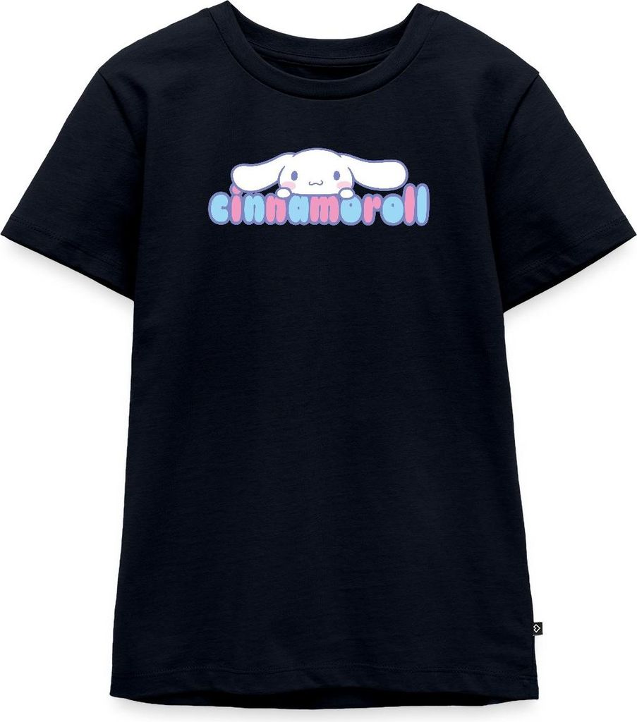 Spreadshirt Cinnamoroll Guckt Über Schriftzug Teenager Premium T-Shirt, 158/164 (12 Jahre), Navy