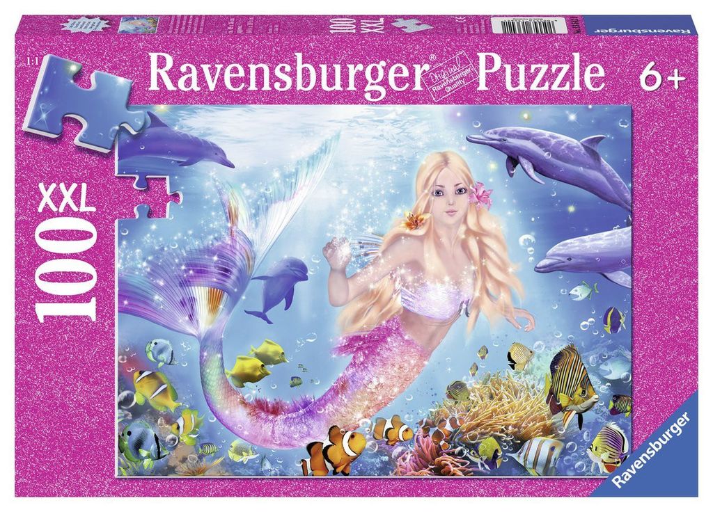 Ravensburger 13642 Unterwasserwelt Meerjungfrau XXL Glitter 100 Teile Puzzle