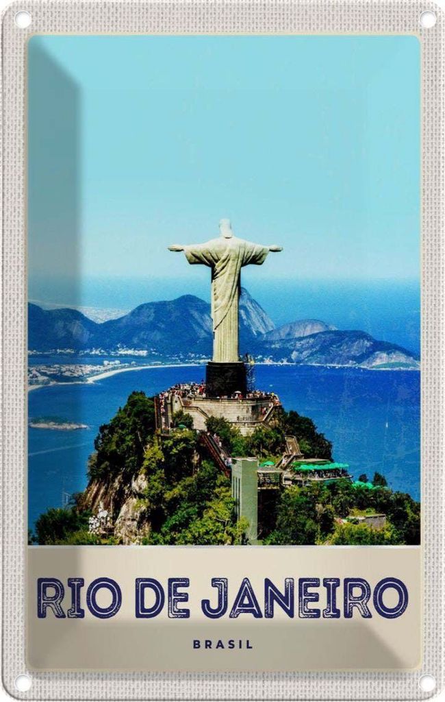 vianmo Blechschild 30x20 cm Brasilien Amerika Urlaub Christus Statuee Bildmotiv Reisemotiv Abenteuer Reisen USA