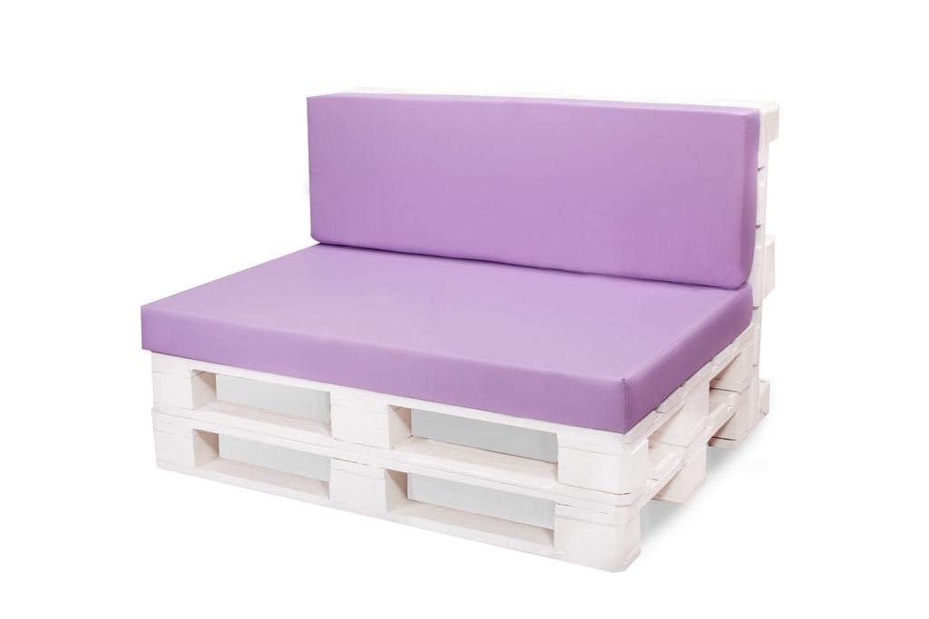 Palettenkissen-Set 120×80 x 120×50 cm Helllila – Sitz- und Produktbild 