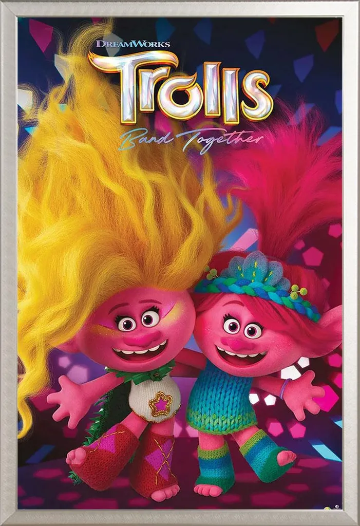 Affiche encadrée Trolls Viva & Poppy sous cadre aluminium et acrylique