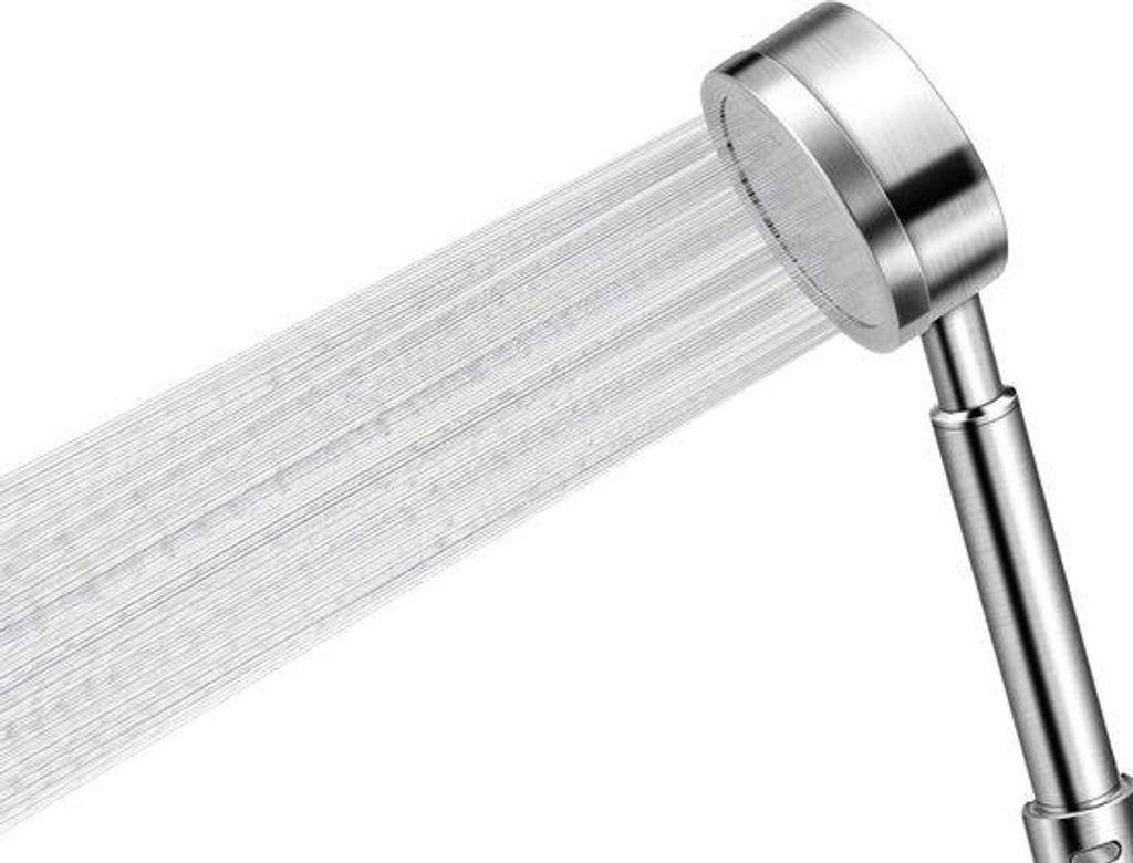 Universal-/Allzweck-Duschkop aus hochwertigem Stahl - Wassersparende Dusche - Bequeme Montage - Für jede Duschanlage - Grauer Duschkop mit Wasserh...