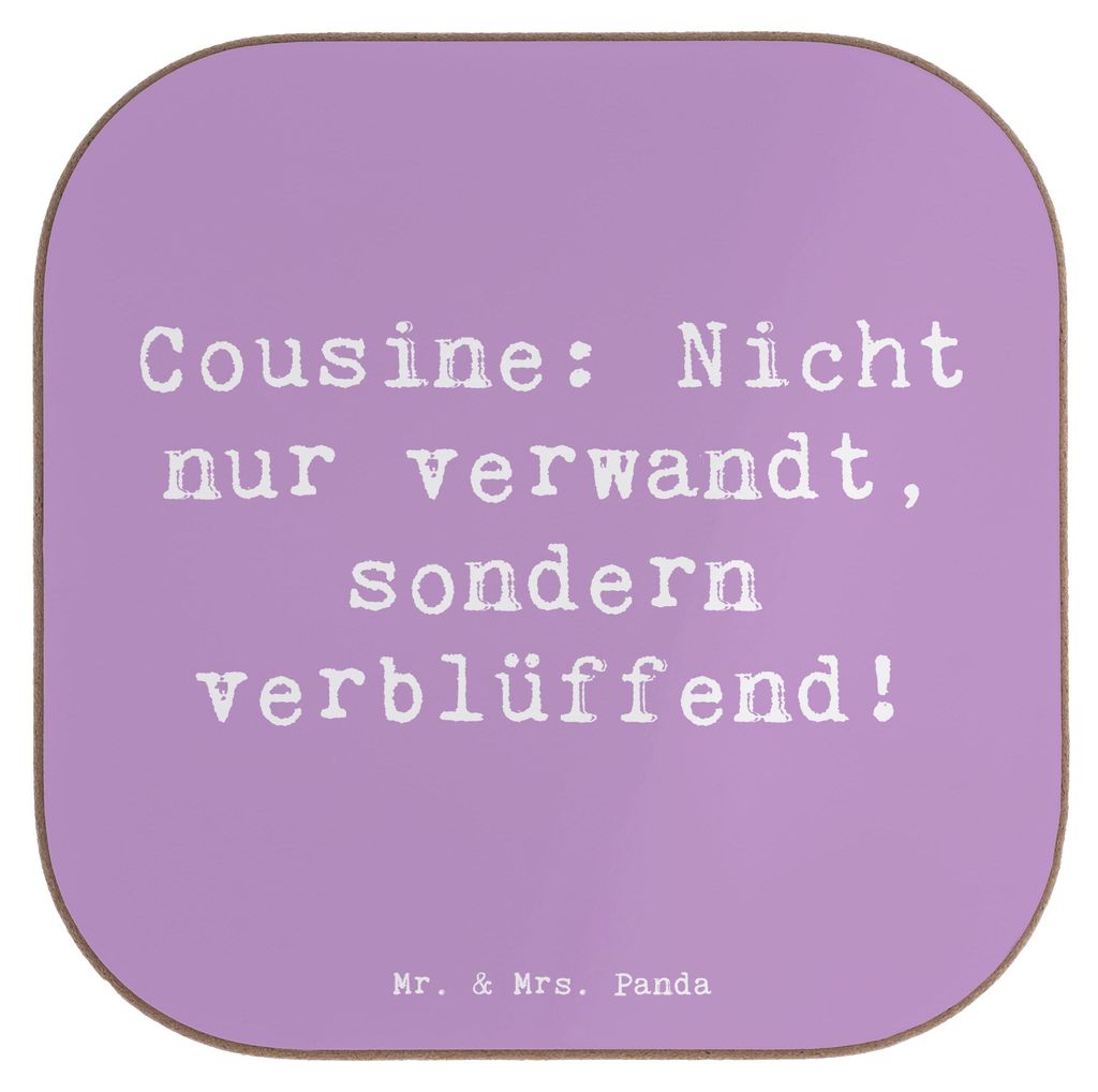 Mr. & Mrs. Panda Untersetzer für Gläser Spruch Cousine Wunder - Lavendeltraum - Geschenk, Tee, überraschend, Tischuntersetzer, Lebensfreude, Ges...