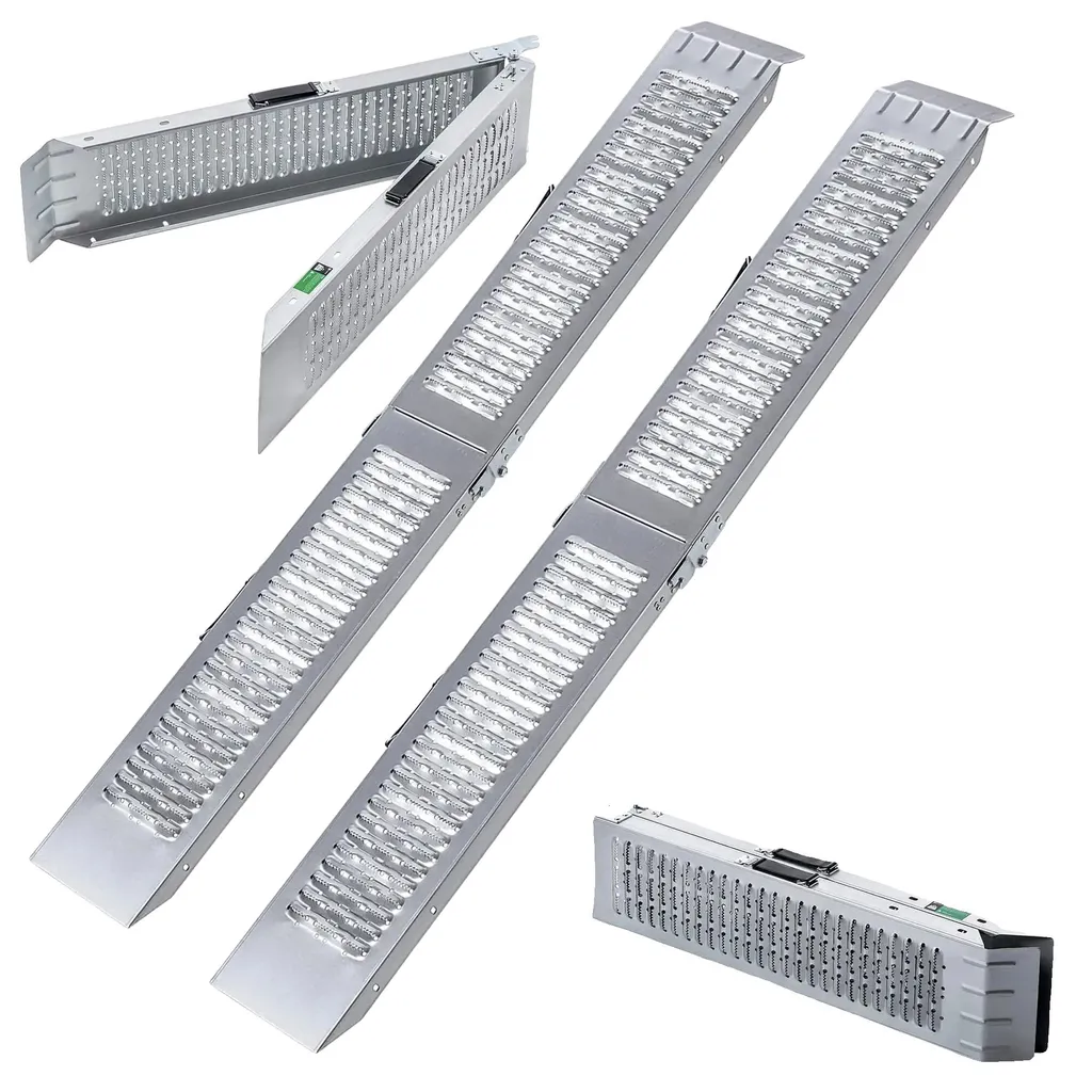 Rampe acier antidérapante pliable 2m x 180cm pour charger sans glisser